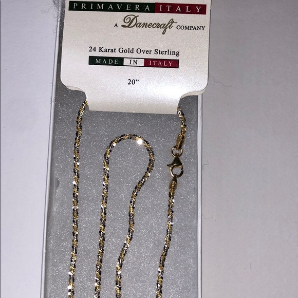 24k Over Silver Sparkle Chain Necklace 